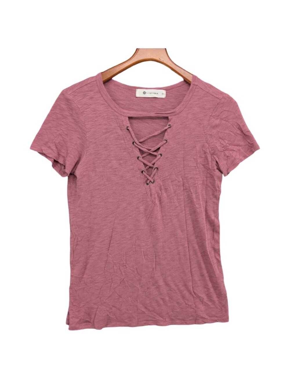 The Impeccable Pig Top Womens Dusty Pink Short Sleeve Modal Cotton V Neck Sz XS